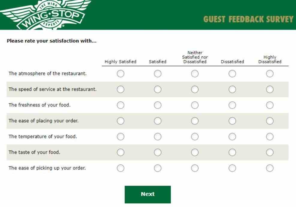 Wingstop feedback survey